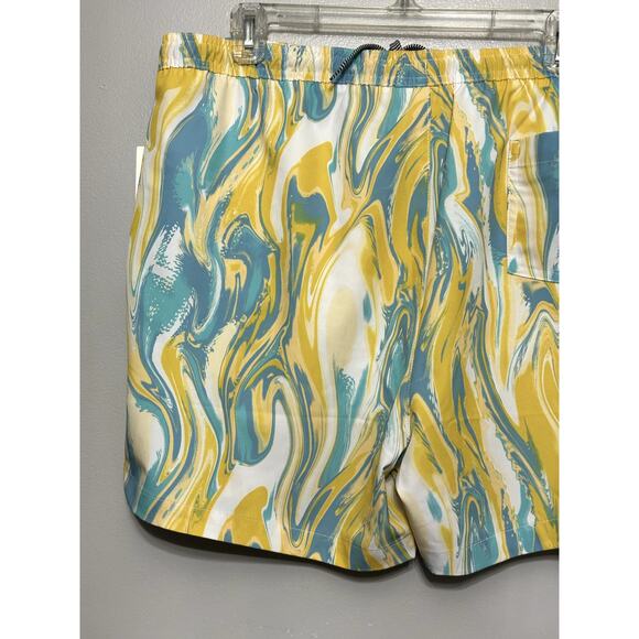 Open Edit Men's Yellow/Blue Swirl Recycled Volley Swim Trunks XXL NWT - Picture 6 of 9